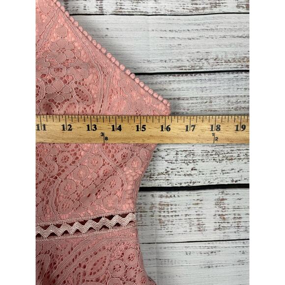 Foxiedox Pink Lace Dress Small High Neck Retro Pinup Boho Fairy Whimsical Formal - Picture 13 of 15